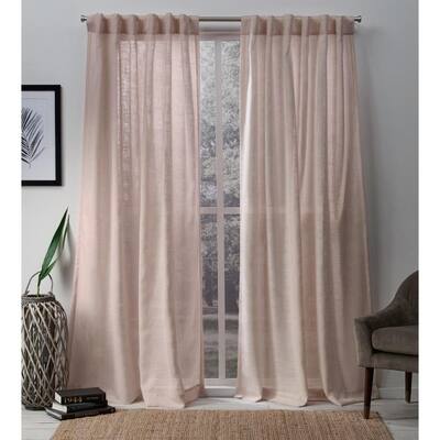 Bella Rose Solid Polyester 54 in. W x 84 in. L Hidden Tab Top Sheer Curtain Panel (Set of 2)