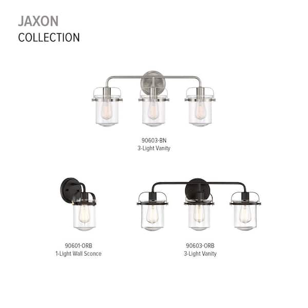Designers Fountain - Jaxon 6 in. 1-Light Oil Rubbed Bronze Industrial Wall Sconce with Clear Glass Shade