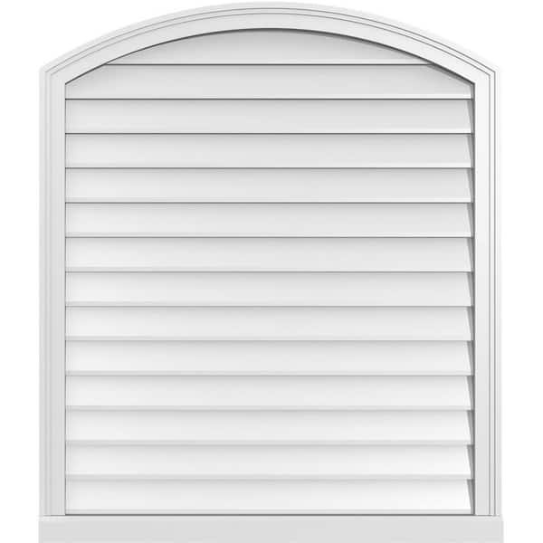 Ekena Millwork 36 in. x 42 in. Arch Top Surface Mount PVC Gable Vent: Functional with Brickmould Sill Frame