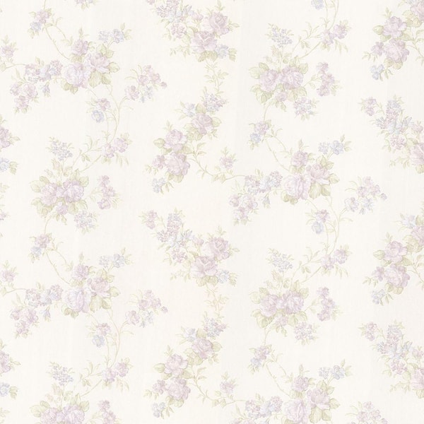 Mirage Tiffany Lavender Satin Floral Trail Wallpaper