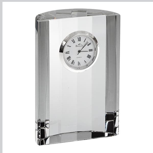 Badash Crystal 4.5 in. x 3.5 in. H Half Moon Crystal Clock