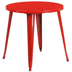 Red Round Metal Outdoor Bistro Table