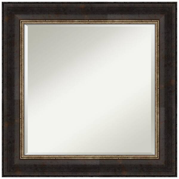 Amanti Art Varied Black 25.75 in. W x 25.75 in. H Framed Beveled Bathroom Vanity Mirror in Black