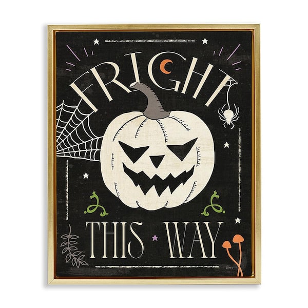 Stupell Industries Fright This Way Phrase by Veronique Charron 1-Piece Floater Frame Graphic Print Typography Art Print 31 in. x 25 in.