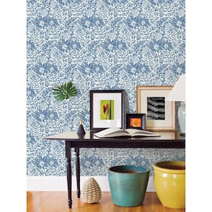 Blue Foliole Peel and Stick Wallpaper Sample