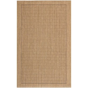 Palm Beach Natural 4 ft. x 6 ft. Interlaced Border Area Rug