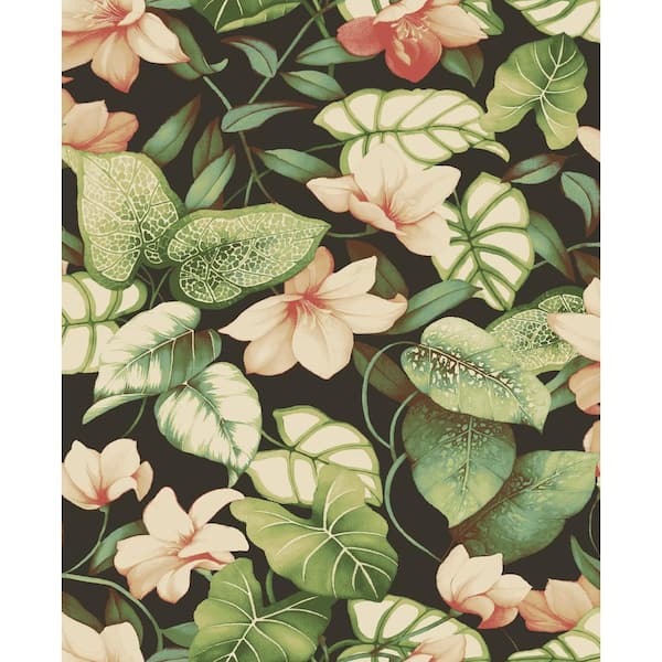 Tommy Bahama Windemere Ebony Tropical Botanical Vinyl Peel and Stick Wallpaper Roll (Covers 30.75 sq. ft.)