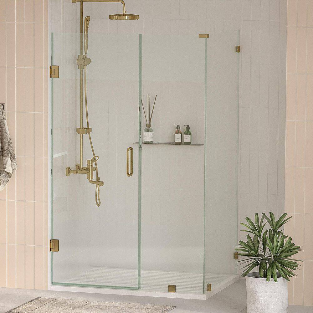 "Nirvana 49 in. W x 41 in. L x 76 in. H Frameless Hinged Corner Shower Enclosure in Brushed Gold with 3/8"" Clear Glass" price history on PriceWatchPro