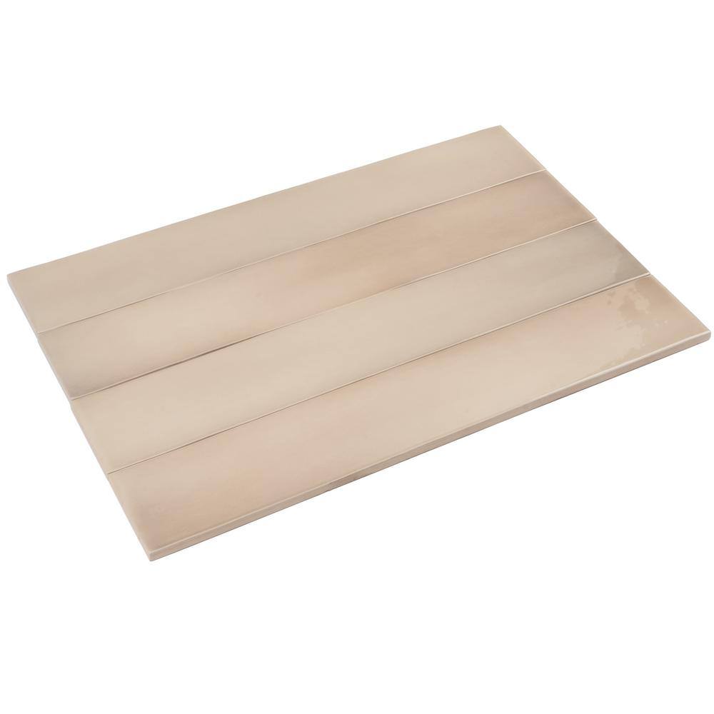 Beige Glossy Ceramic Subway Tile 2.56'' x 15.75''