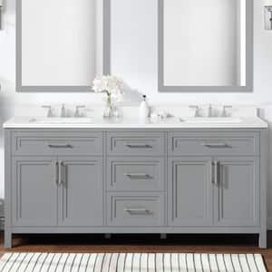 Mayfield 72 in. W x 22 in. D x 34 in. H Double Sink Bath Vanity in American Gray with White Engineered Stone Top