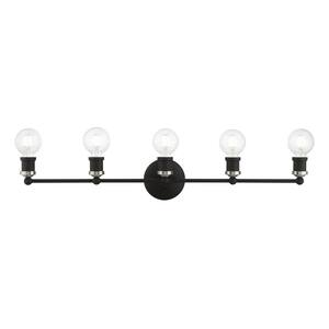 Lansdale 33.875 in. 5-Light Black ADA Vanity Light with Brushed Nickel Accents