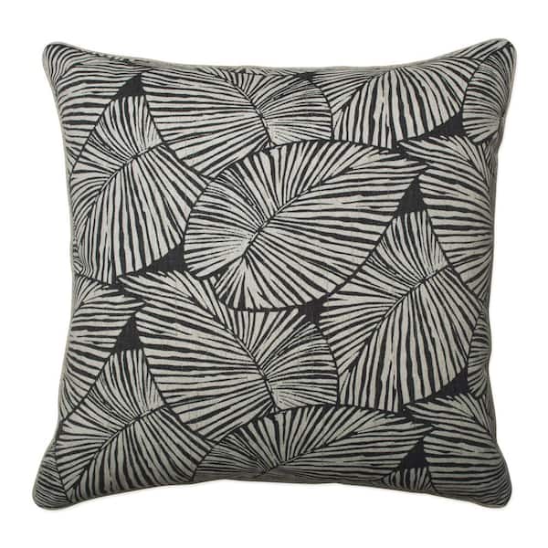 Pillow Perfect Floral Black Square Outdoor Square Throw Pillow