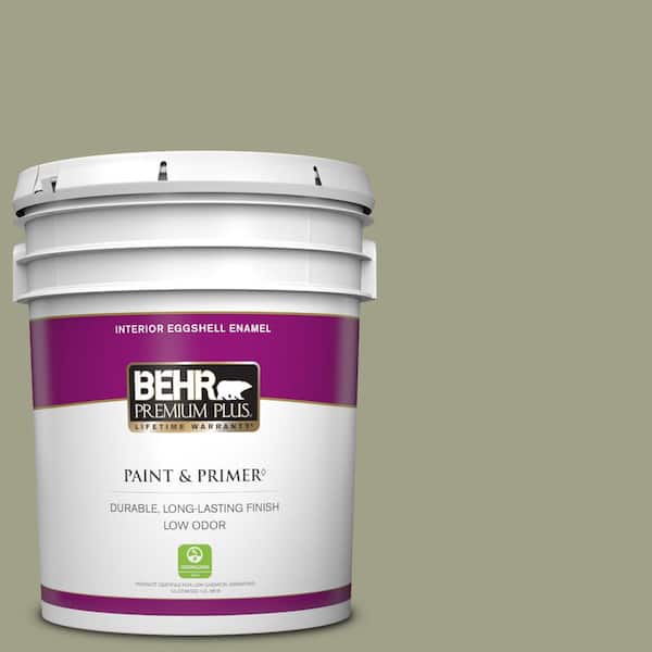 BEHR PREMIUM PLUS 5 gal. #BXC-82 Potting Moss Eggshell Enamel Low Odor Interior Paint & Primer