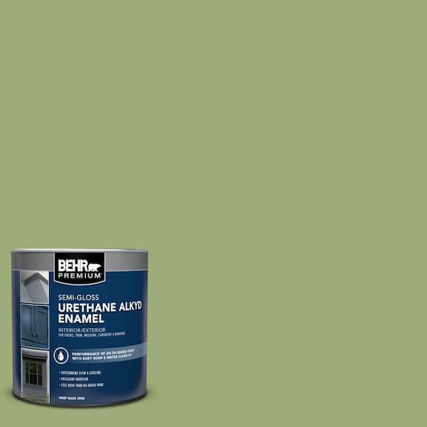 BEHR PREMIUM 1 qt. #BIC-12 Siamese Green Semi-Gloss Enamel Urethane Alkyd Interior/Exterior Paint