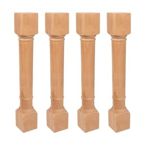 35.25 in. x 5 in. Unfinished Solid North American Cherry Traditional Full Round Kitchen Island Leg (4-Pack)