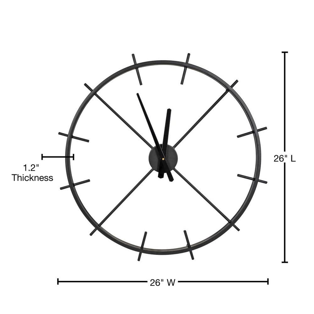 Isaac 26" Black Modern Metal Wall Clock