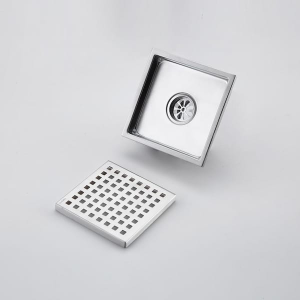 6 in. Grid Floor Stainless Steel Shower Drain in Brushed Nickel