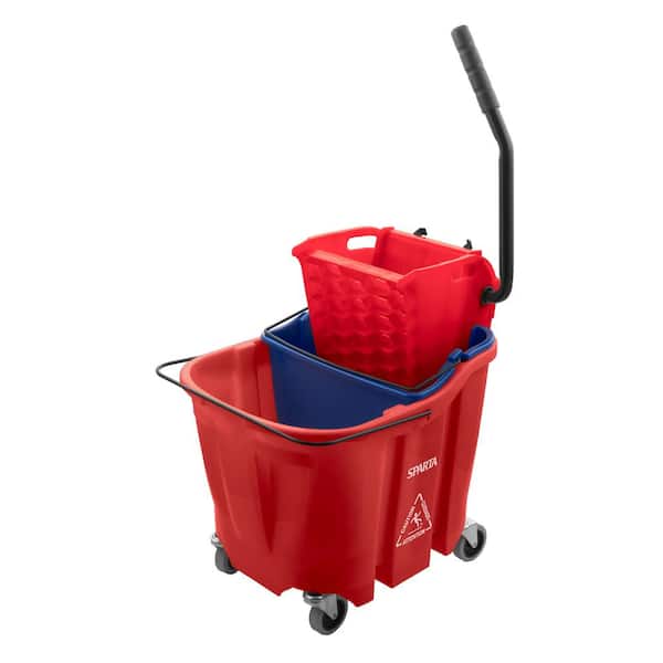SPARTA 8.75 gal. Red Polypropylene Mop Bucket Combo with Wringer and Soiled  Water Insert 9690405 - The Home Depot