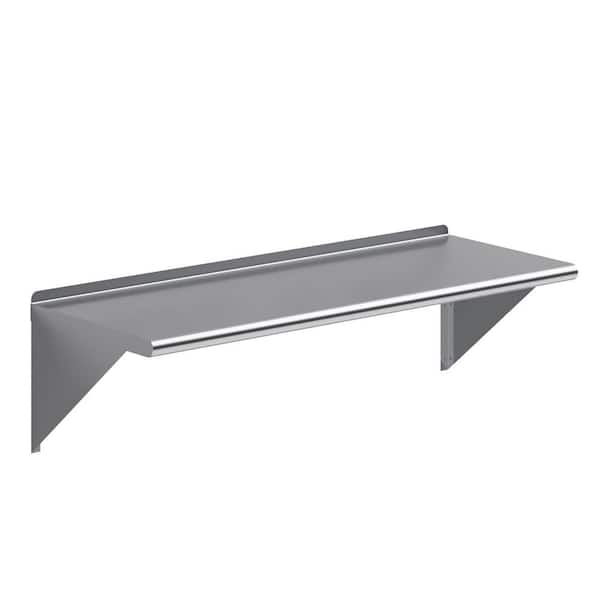 AMGOOD 18 in. x 48 in. Stainless Steel Wall Shelf Kitchen, Restaurant, Garage, Laundry, Utility Room Metal Shelf with Brackets
