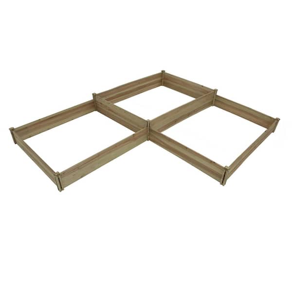 Luxenhome Natural Wood Fir Section L Shaped Raised Garden Bed Whpl The Home Depot