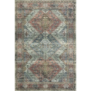 Skye Apricot/Mist 2'-6" X 12' Runner Printed Distressed Oriental Area Rug