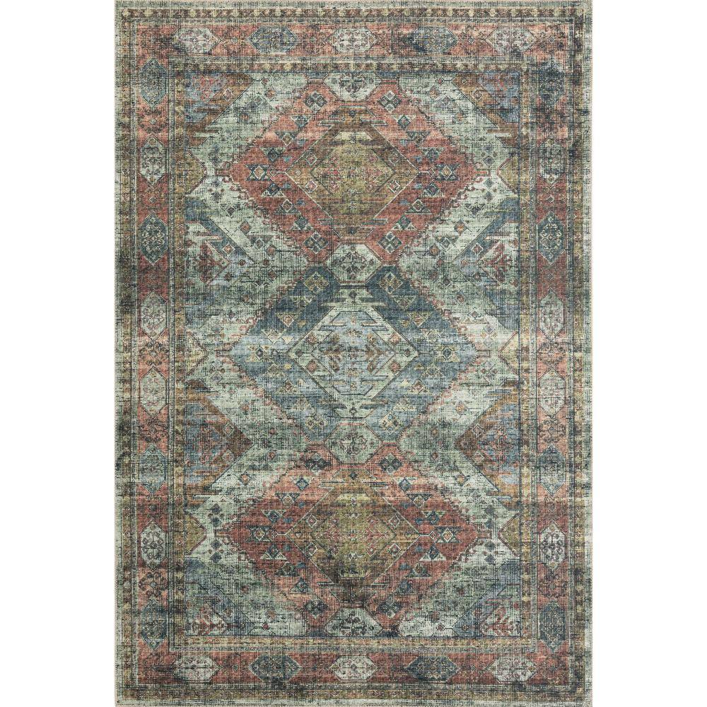 LOLOI II Skye Apricot/Mist 5 ft. x 7 ft. 6 in. Printed Boho Vintage