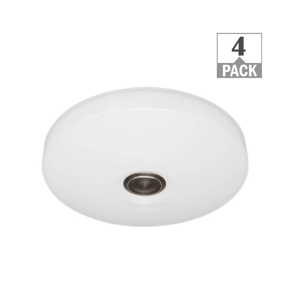 13 in. Adjustable CCT Round LED Flush Mount with Night Light Brushed Nickel