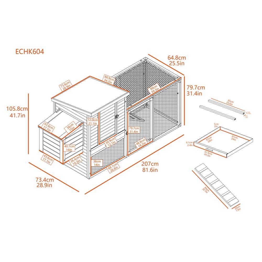 Red and Beige ECOFLEX Dual-Level Chicken Coop with Stainless Steel Mesh