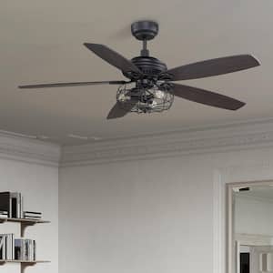 Henderson 52 in. LED Indoor Black DC Motor Ceiling Fan with Light Kit and Remote Control Included