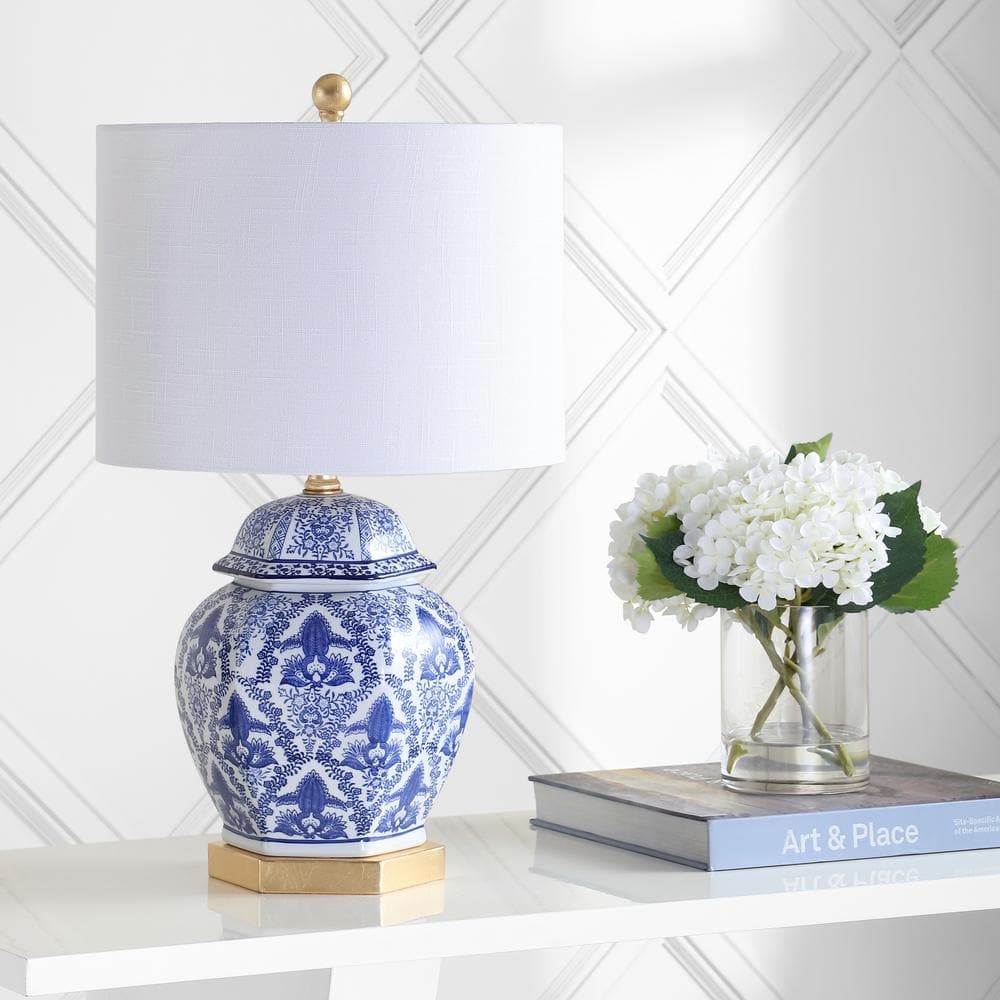 Gretchen 25" Blue and White Ceramic Ginger Jar Table Lamp