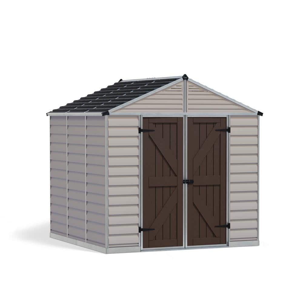 SkyLight 8 ft. W x 8 ft. D Resin Plastic Outdoor Garden Storage Shed with Floor (58.3 sq. ft.) in Tan price history on PriceWatchPro