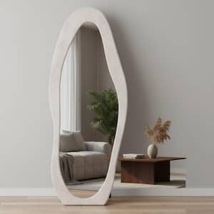 White 23.62 in. W x 62.99 in. H Irregular Metal Full Length Mirror for Living Room