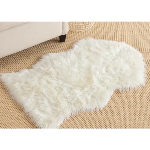 Faux Sheep Skin Ivory 8 ft. x 10 ft. Solid Gradient Area Rug
