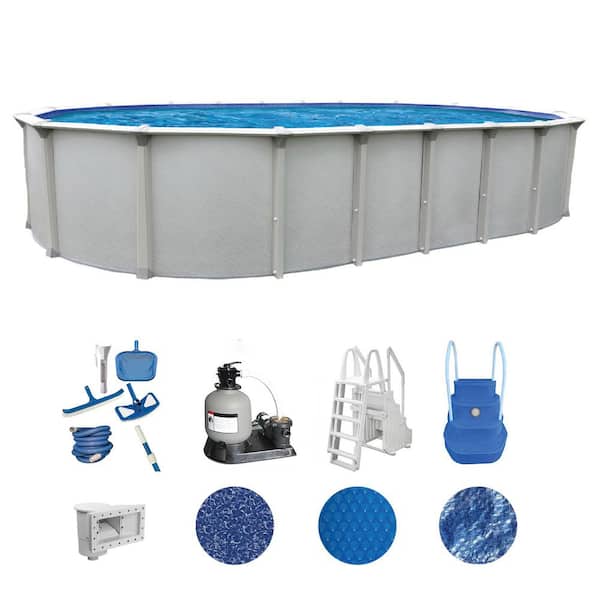 Huntington 18 ft. x 33 ft. Oval 54 in. Deep Above Ground Hard Sided Deluxe Pool Package