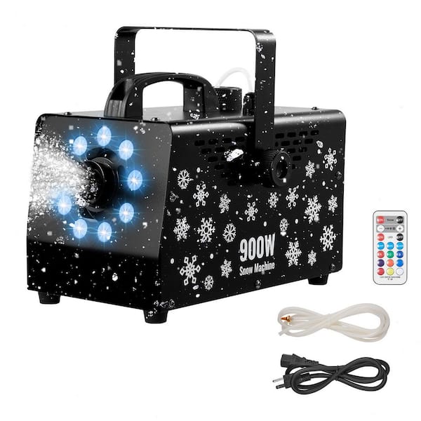 900W Snow Machine with 9 LED RGB Lights, 12 LED Lighting Colors, and Wireless Remote, Handheld/Hanging Outdoor, 1L Tank