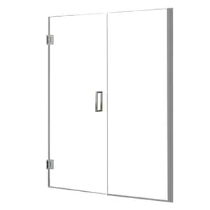 Marina 48 in. W x 74 in. H Pivot Door and Panel Semi Frameless Shower Door in Brushed Nickel