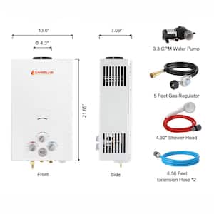 2.64 GPM Outdoor Portable Propane Tankless Water Heater with 3.3 GPM Water Pump Set
