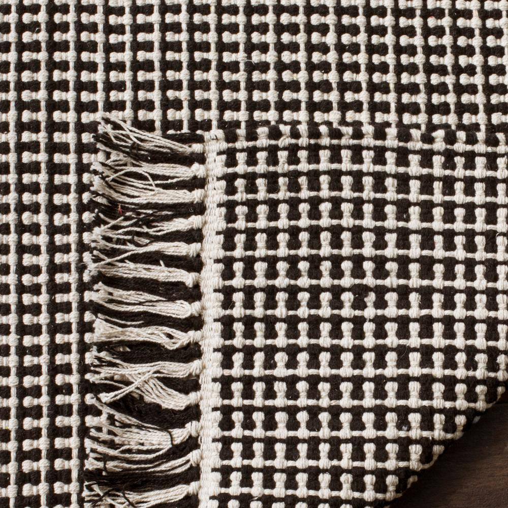 Ivory and Black Handwoven Cotton Flat Weave Rug, 3' x 5'