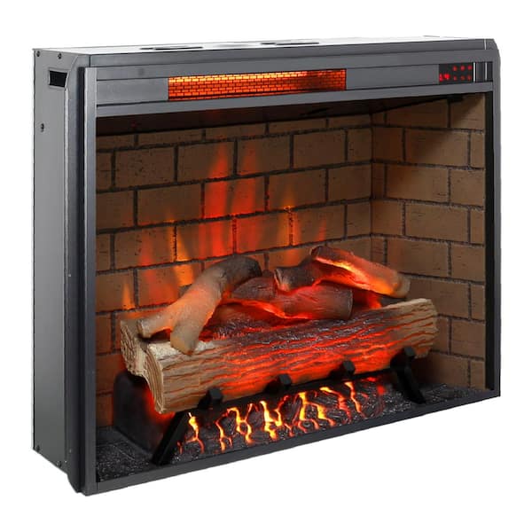 Mondawe 5000BTU 28 in. Infrared Recessed Electric Fireplace Insert with Overheat Protection, 5 Adjustable Brightness