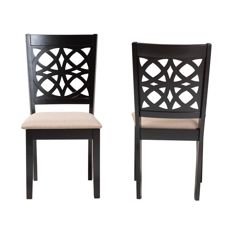 Abigail Beige Fabric and Dark Brown Wood Dining Chair Set