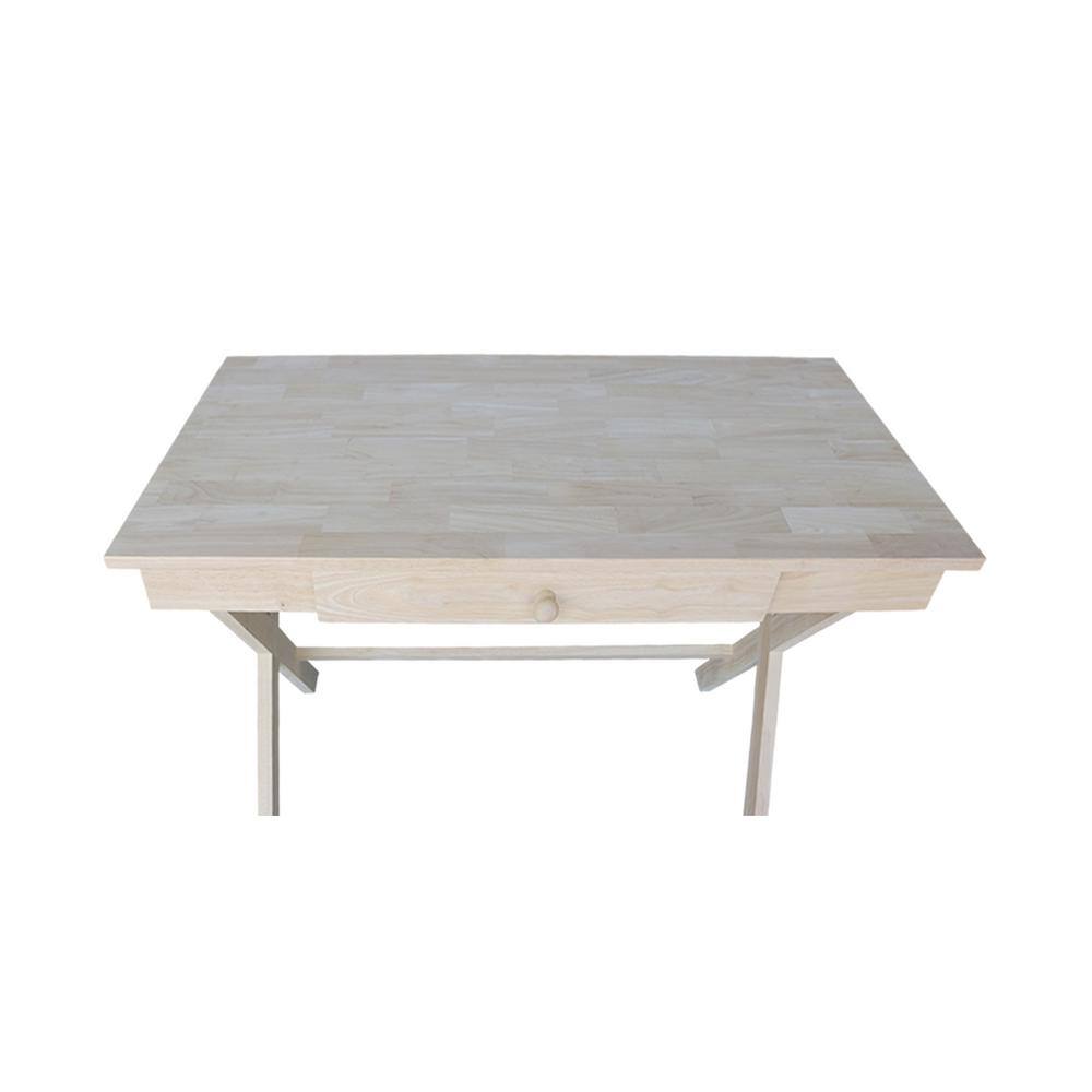 Unfinished Parawood Cross Leg Desk with Drawer