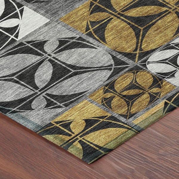 Chantille Machine Washable Indoor/Outdoor Abstract ACN2626 Black 10 ft. x 14 ft. Area Rug
