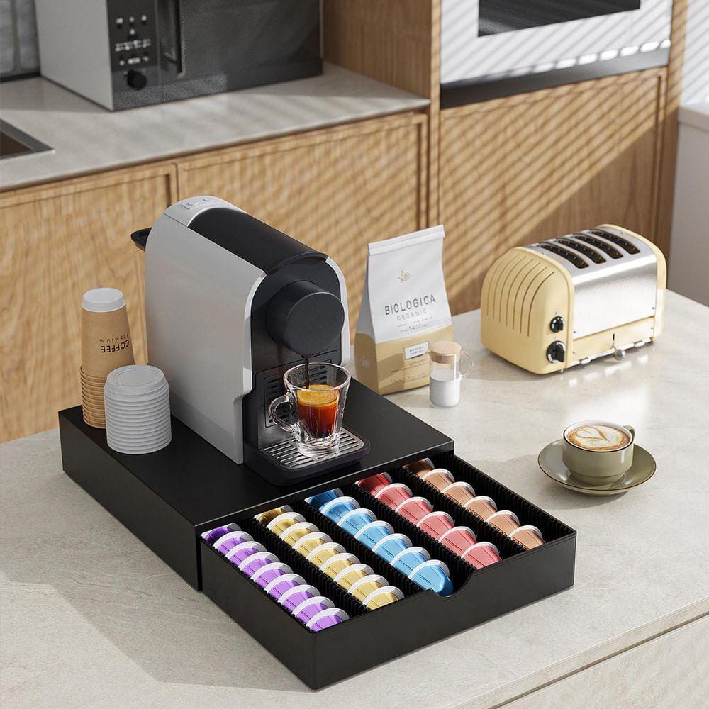 PODOfixとPODOSTRIPE スターターボックスセット Lynzavix Black Coffee Pod Drawer Organizer with Large-Capacity