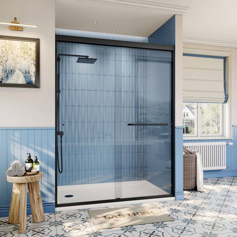 50-55 in. W x 76 in. H Double Sliding Framed Shower Door in Matte Black with 5/16 in. Clear SGCC Tempered Glass price history on PriceWatchPro