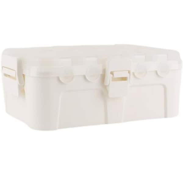 12.5 in L x 8.5 in W x 5 in H Waterproof Electrical Box with Transparent Lid Cover and 6 Cable Entry Port, White