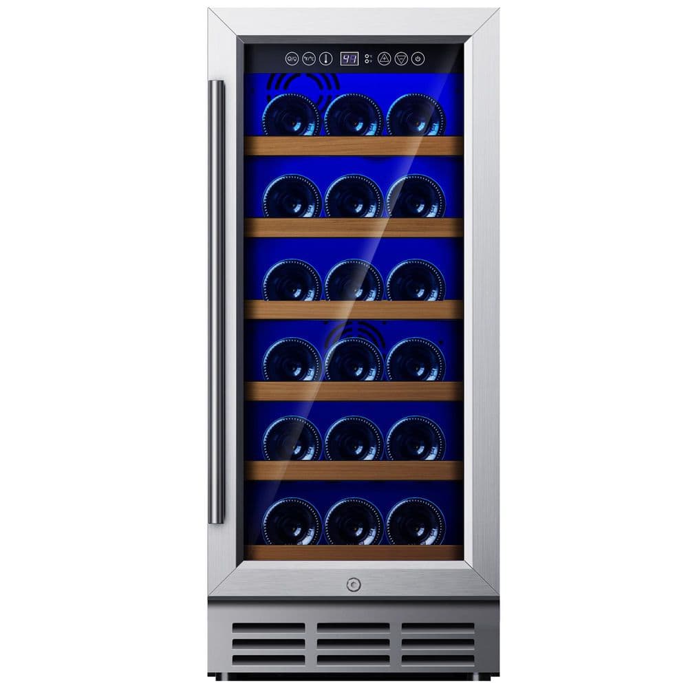 EUHOMY Cellar Cooling Unit 15 in. Single Zone 30-Bottle Undercounter/ Freestanding Wine Cooler in Black