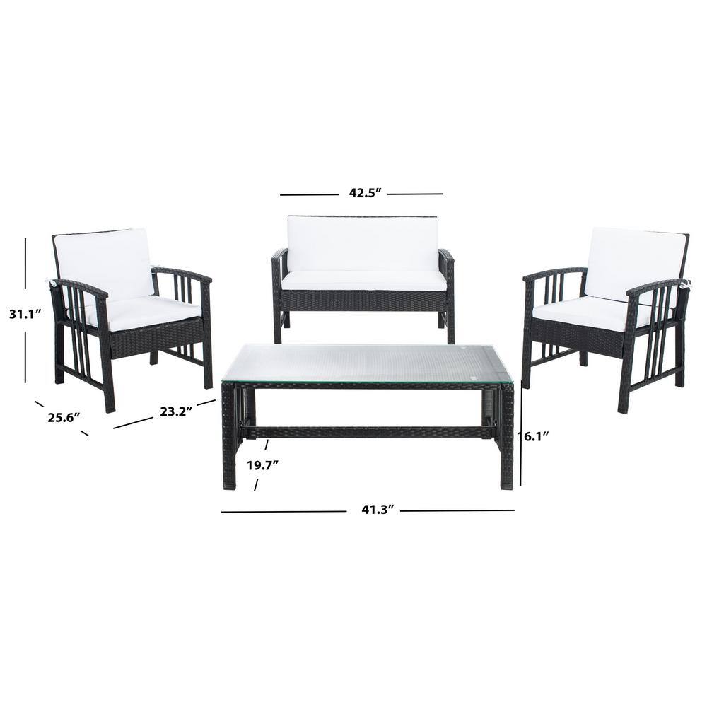 Reslor Black Wicker 4-Piece Outdoor Living Set with White Cushions