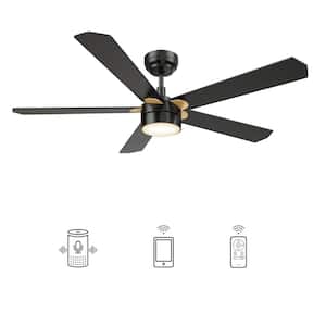 Granby 52 in. Integrated LED Indoor/Outdoor Black Smart Ceiling Fan with Light and Remote, Works with Alexa/Google Home