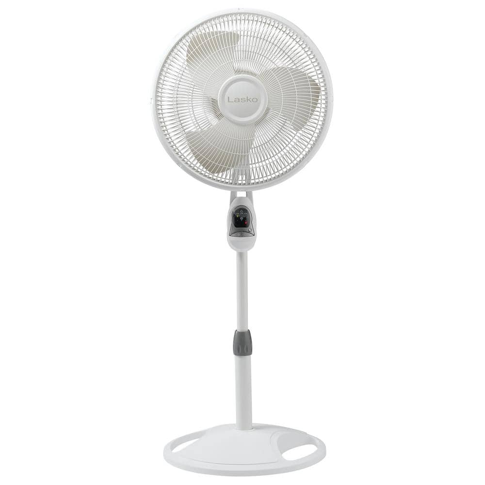 White Adjustable Height Oscillating Floor Fan with Remote Control