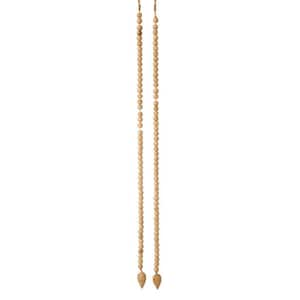 Wood Bead Strand with Round Bead and Drop in Beige